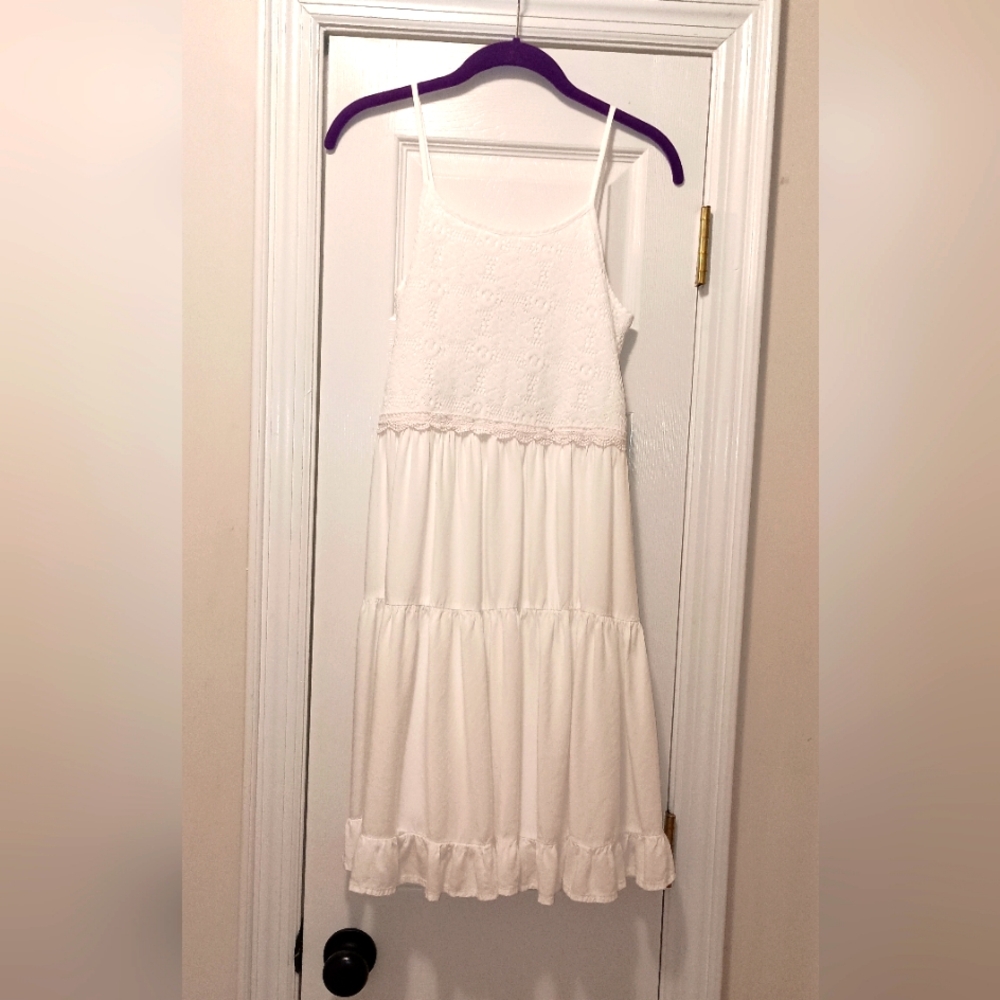 Pinky Brand Girls White Eyelet lace Tiered Dress Size 16